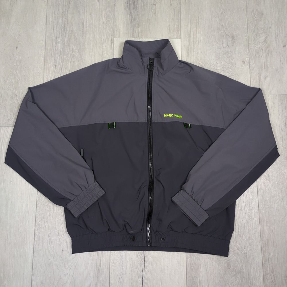 M+RC Noir Tactical Jacket Mens Small Grey Black Green Logo Windbreaker Full Zip